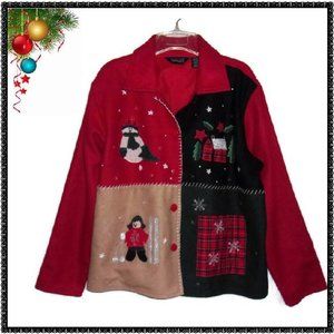 Ugly CHRISTMAS Jacket XL Wool LINED Button COAT